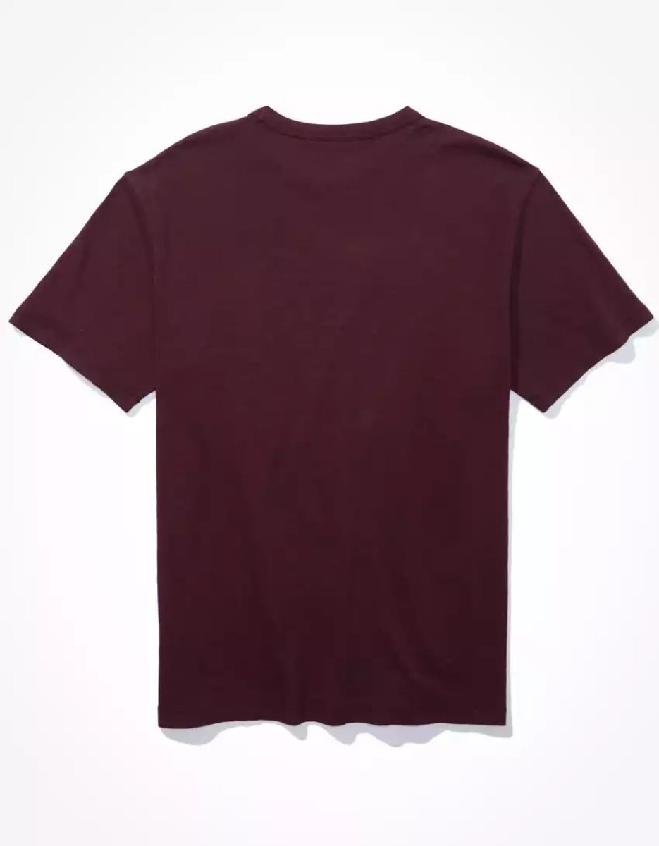 T Shirts American Eagle AE Super Soft Slub Bordeaux Homme | EJC-96125499